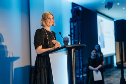 Lina Caschetto giving a speech at the Gala in honour of her mother, Vickie Cammack