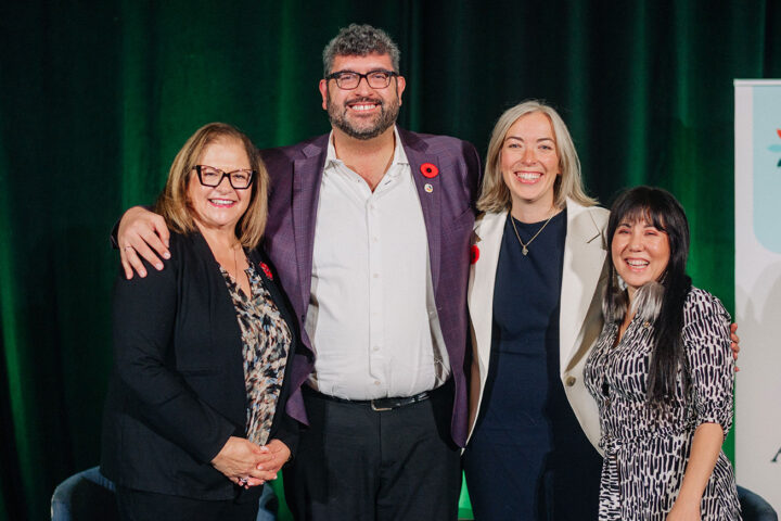 CCCE's James Janeiro with MP Anna Roberts, MP Leslie Church and MP Leah Gazan