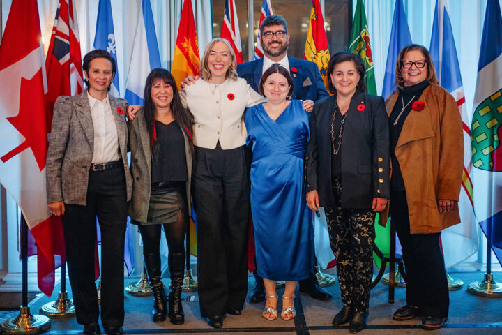 CCCE's James Janeiro and Liv Mendelsohn, with Azrieli Foundation's CEO Naomi Azrieli and members of the National Caregiving Caucus