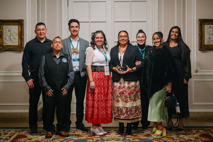 Award recipient Carmella Cutknife with other members of the Indigenous Caregiving Collective
